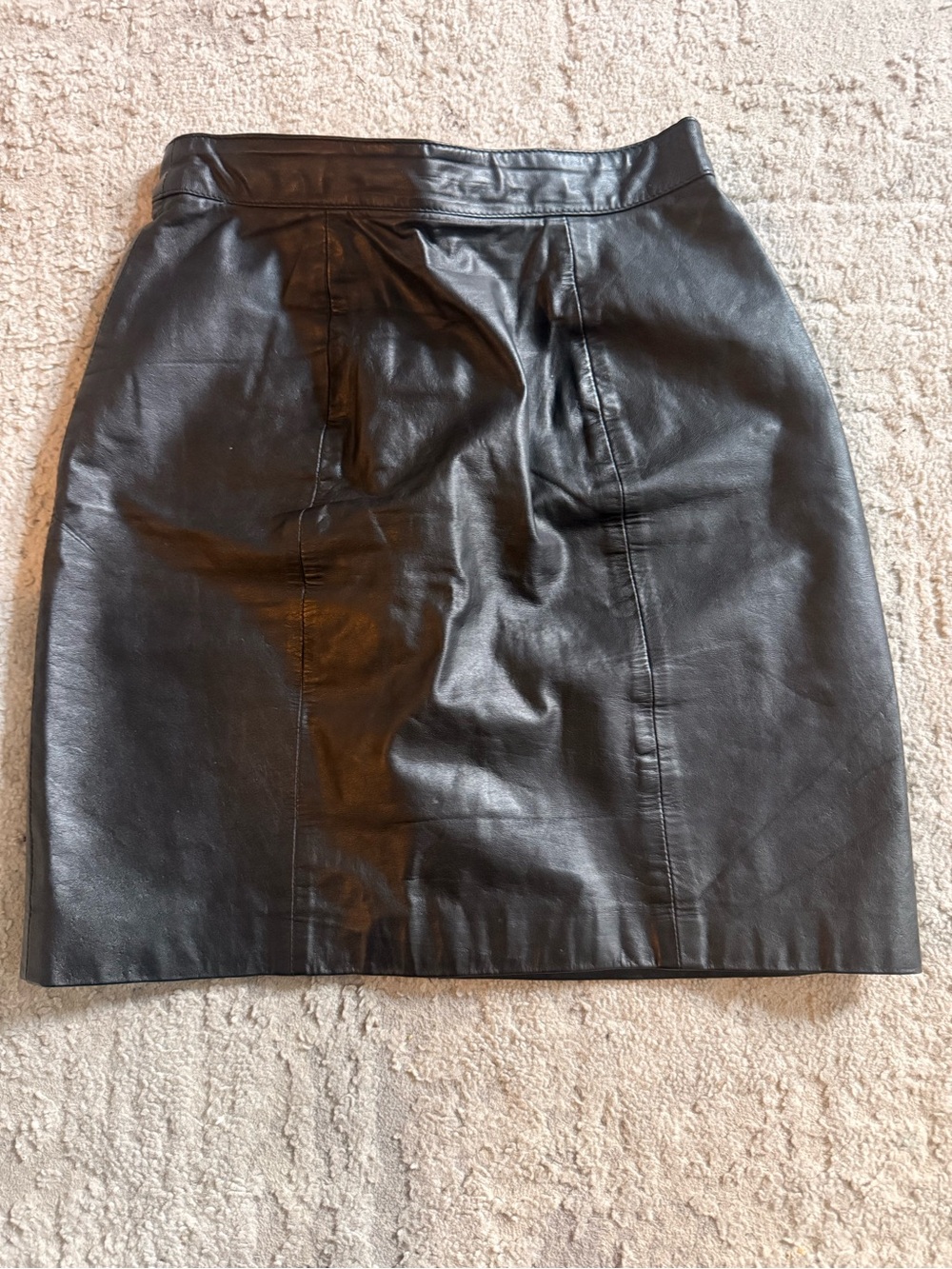 Classic Black Genuine Leather Mini Skirt